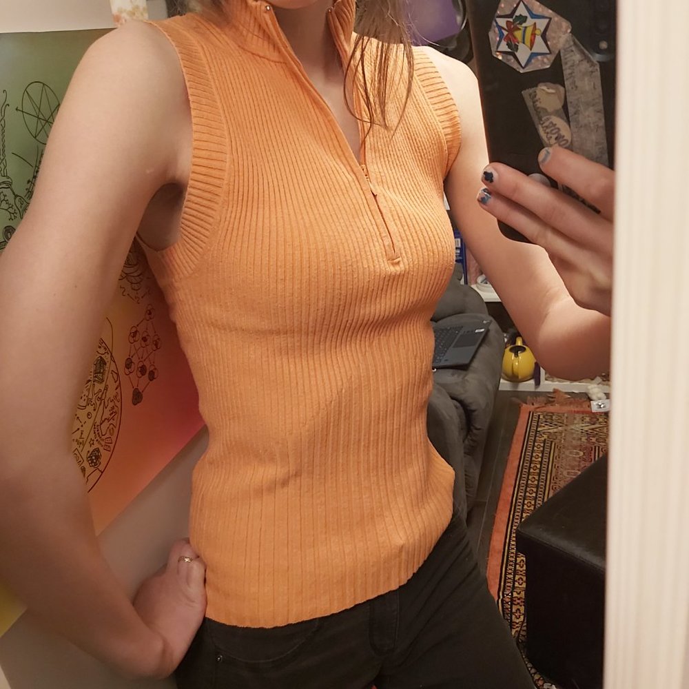 Y2K Tangerine Knit Sleeveless Top